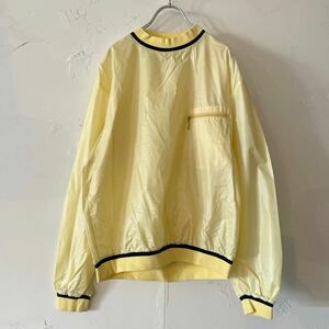 ビンテージ descente デサント ナイロン シアートップス 4レモンイエロー メンズ レディース ライン パーカー 古着 レトロプルオーバー