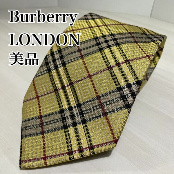 Burberry LONDON☆ネクタイ☆ノバチェック☆イエロー☆ イタリア製☆美品