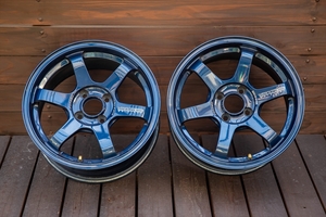 RAYS Volk Racing TE37 SONIC マグブルー 15inch 7J +35 4H PCD100 中古 2本