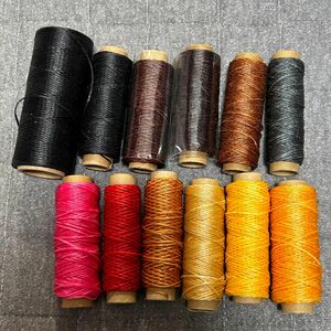 蝋引き糸 レザークラフト 糸 革 縫い糸 ハンドメイド ろう引き糸 12本セット まとめ売り