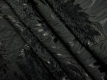 ウール混 ふくれ織 ラメ入 ジャケット ワンピース ドレス 中厚 巾140cm 長4.3m 黒 [m578]_画像1