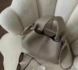 pore-nPOLENE France Neuf cow leather original leather handbag shoulder bag in stock diagonal ..2way taupe 