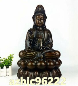 超人気☆仏教美術 精密彫刻 仏像 観音菩薩座像 銅製 家庭での供養用高さ30cm