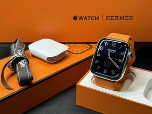 * быстрое решение прекрасный товар аккумулятор 96% Apple Watch series8 HERMES 45mm Apple часы Hermes GPS+Cellular серебряный нержавеющая сталь серии 8 516