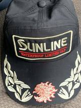 SUNLINE　釣り　ワッペンキャップ　帽子　フリー（55~59）　used 　_画像1