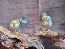 ☆秀山作 銅製 鳩 双鳩 木 在銘 置物 飾物 オブジェ インテリア 木箱_画像5
