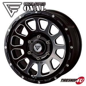 デルタフォース オーバル 4本セット DELTA FORCE OVAL 16x7.0J 6/139.7 +38 ブラックマシニング ハイエース 200系 送料無料