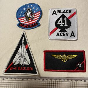 4枚セット VF-41 Black Aces F-14 TOMCAT ワッペン パッチ U.S.NAVY A-2/N-2B/N-3Bにどうぞ
