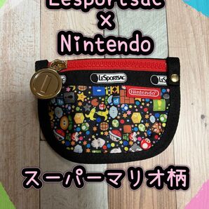 ☆未使用☆Lesportsac×Nintendo☆スーパーマリオ柄コインケース/ミニポーチ☆