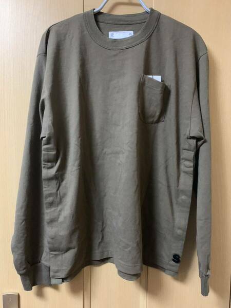 新品　sacai 22AW ロングtシャツ 茶系　サイズ2 Sピンズ