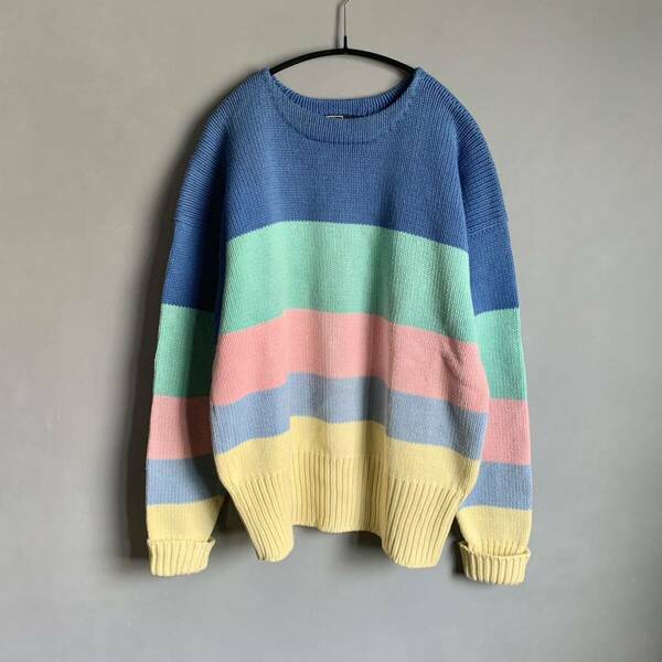 ポロバイ ラルフローレン 希少９０s パステルカラー ボートネック コットンニット polo bt ralph lauren knit border stripe