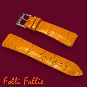 Folli Follie /フォリフォリ レザー型押し 腕時計ベルト レディース オレンジ 18mm
