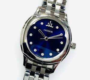 稼働品 SEIKO セイコー CREDOR クレドール レディース 腕時計 ダイヤモンド 11P クォーツ 7石 良品 紺文字盤 QZ