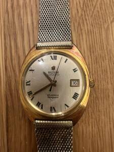 【稼働品】1円　ウォルサム ニューポート デイト ゴールド 自動巻き メンズ 腕時計 WALTHAM