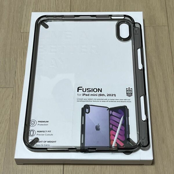 【美品】【Ringke】iPad Mini6 ケース FUSION ペンシルホルダー ストラップホール付き Smoke Black