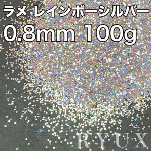 大容量！ラメ グリッター レインボーシルバー 0.8mm 100g 塗装 素材 フレーク