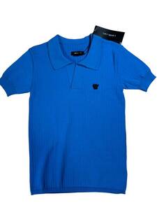 【新品タグ付】ウノピュウノウグァーレトレ1piu1uguale3 スキッパーニット半袖ポロシャツ[MRK175-CTN050](ブルー/サイズ4)