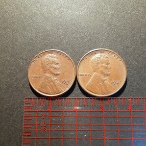 アメリカ1セント 5枚まとめて 小麦ペニー リンカーンホイート 40年代 50年代 年号違いの画像3