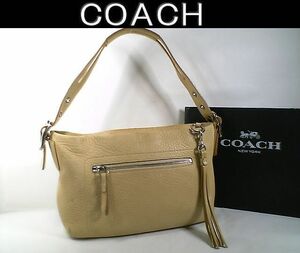 ★超美品！★ＣＯＡＣＨ　コーチ★レガシーソフトペブルドダッフルアイボリー ショルダーバッグ■着脱式クリップ式タッセル付■