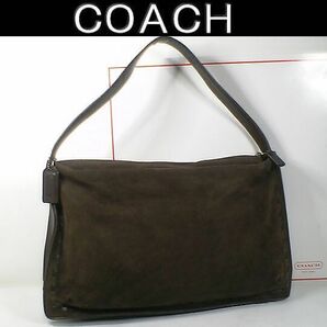 ★美品！★ＣＯＡＣＨ コーチ★とってもお洒落で素敵な♪ブラウン系 ヌバック×レザー ワンショルダーバッグ■チャームプレート付■本物■の画像1