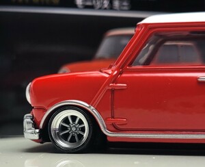 1/50　モーリス　ミニ改　ミニクーパー　インチアップ　ワタナベ　ホイール　アルミ製　深リム　街道レーサー　トミカプレミアム