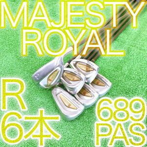 キ35★MAJESTY ROYAL マジェスティロイヤルアイアン6本セットRフレックス 純正カーボン 日本製 JAPAN 金 GOLD ゴールド マルマン MARUMAN