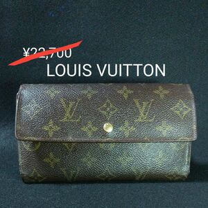 LOUIS VUITTONルイヴィトン●モノグラム■ポルトトレゾール★三つ折り財布＊長財布★4つの角スレ修正済 少々へこんでいます