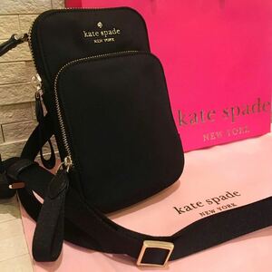 極美品　ケイトスペード kate spade ショルダーバッグ　スマホバッグ　ミニバッグ　クロスボディバッグ　お財布バッグ　ブラック　