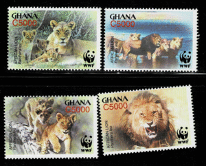 《ガーナ》2004年　ライオン　４種