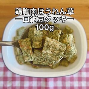 犬おやつ無添加 手作りおやつ鶏胸肉ほうれん草一口納豆おから100g