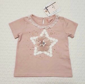 女の子ベビー　Lucy mimi Tシャツ 80 ピンク 星★ 半袖Tシャツ