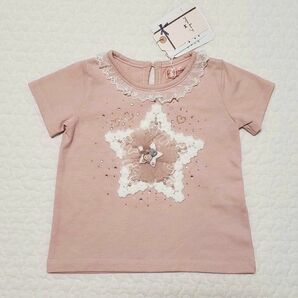  女の子ベビー　Lucy mimi Tシャツ 80 ピンク 星★ 半袖Tシャツ