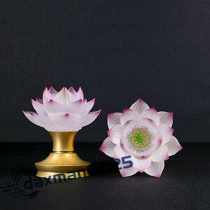 蓮華灯 蓮の花 瑠璃 蓮の花 造花 光る蓮の花 仏花 ロータス 蓮華 置物 インテリア 花 ハス LED はすはな インテリア照明 お盆 仏具