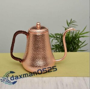 高級感満載！純銅 大容量コーヒーポット制コーヒー器具銅イメージ紫銅ハンマー紋コーヒーポット細口ポットコーヒーポット900ML