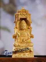 極上品 聖観音菩薩 18cm 柘植（ツゲ）一刀彫 天然木 仏師で仕上げ 細密彫刻 美術品 天台宗・真言宗・臨済宗 厄除け 開運 木彫りの仏像_画像1