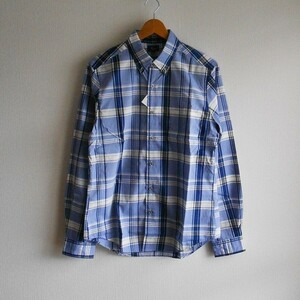 新品未使用・Harriss・メンズ・チェックシャツ・Lサイズ・BLUE・ボタンダウン・日本製・ハリス
