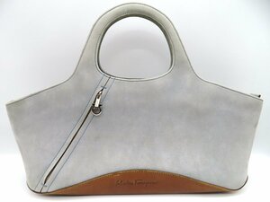 Salvatore Ferragamo　サルヴァトーレ・フェラガモ　フェラガモ　ハンドバッグ　スエード　グレー　付属品:ストラップ　4343