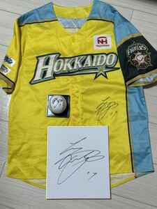 大谷翔平選手/直筆サイン・ユニホーム・ボール・色紙、計3種類 日本ハムファイターズ　イエロー　ユニフォーム　JAPAN ドジャース