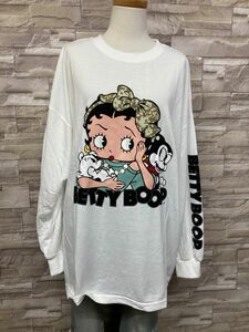 新品　ベティちゃん　ロンT　BettyBoop ベティブープ　リボン　ホワイト