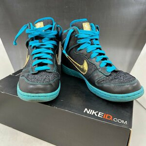 ●○[3] NIKE NIKEiD ハイカット スニーカー ナイキ DUNK ダンク ZOOM 黒×金×青 393427-991 26.5cm 中古品　06/020903s○●