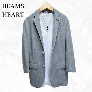 BEAMS HEART 七分袖ジャケット　テーラードジャケット　グレー　シンプル