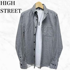 HIGH STREET チェックシャツ　長袖シャツ　グレー系　日本製