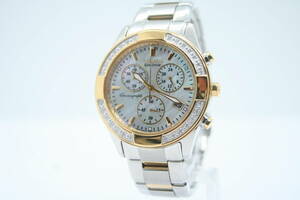 【美品 保障付 動作確認済】Citizen Eco-Drive Chronograph Date MOP Dial Ladies シチズン エコドライブ クロノグラフ レディース #T213