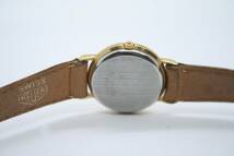 【良品 保証付 動作確認済】Heuer Ladies ホイヤー レディース HL200G Quartz Date Moon Phase GP Roman Dial Brown Leather Watch #T193_画像10