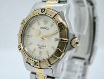 【良品 保証付 動作確認済】SEIKO SCUBA Divers セイコー スキューバ ダイバーズ 200m 7N35-6010 Quartz Date Ivory Dial Mens #T180_画像5