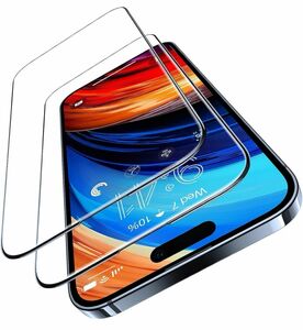 TORRAS iPhone15Pro 専用 ガラスフィルム 航空宇宙材料 米軍MIL規格 全面保護 強化極細黒縁 9H越え 2枚