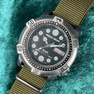 33ビンテージ 精工舎 SEIKO セイコー ALBA アルバ AQUA GEAR アクアギアー V346-6A00 ブラックダイヤル 綺麗 トリチューム夜光 訪問買い取