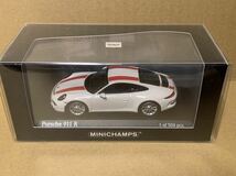 ミニチャンプス 1/43 ポルシェ 911 R 991.1 2016 ホワイト×赤ストライプ PMA 1/43 Porsche 911R White × Red Stripes_画像1