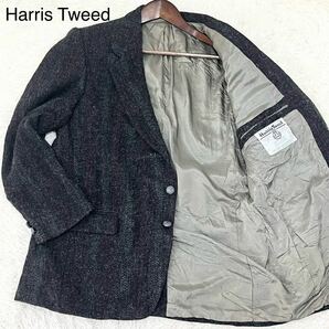 美品 希少XL位 ハリスツイード HarrisTweed テーラードジャケット くるみボタン 2B アウター メンズ 紳士服 LL 42R チャコールグレーの画像1