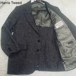 1円 美品 L位 ハリスツイード Harris Tweed テーラードジャケット ブレザー くるみボタン 2B ウール100% アウター メンズ 紳士服 ブラウン